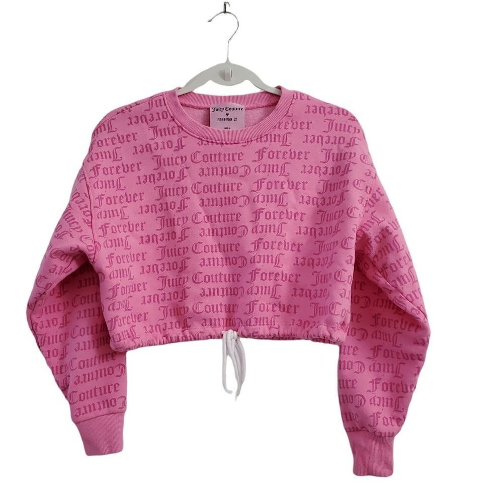 Juicy Couture x Forever 21 Crop Sweater Small Pink‎ Fleece Pullover Barbiecore